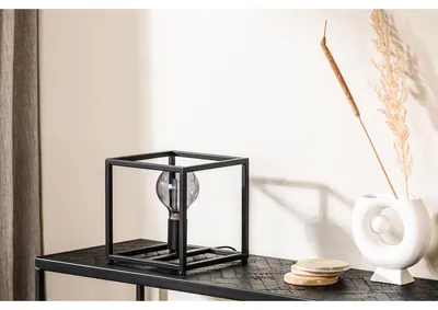 Produktbild von Tischleuchte T340, schwarz, Metallwürfel, 23 cm