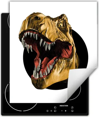 Produktbild von DarHaus Herdabdeckplatte 45x52 cm Anti Rutsch Matte Aufrollbar, Dinosaurier