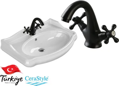 Produktbild von Domotechnika | Waschbecken Retro - 80x54 Cm - Keramik - Mit Armatur - Waschbecken