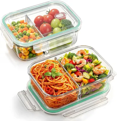 Imagen del producto de Juego de 2 recipientes de vidrio, de 1000 ml, herméticos, para la cocina