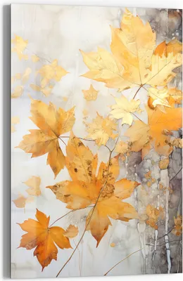 Produktbild von DEQOART Glasbild Echtglas 60x90 cm 'Goldener Herbsttanz' Wandbild Bild modern Deko