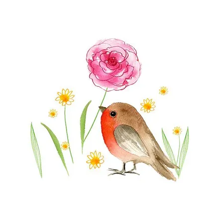 Produktbild von 20 Servietten My Flower - Vogel findet Blume 33x33cm