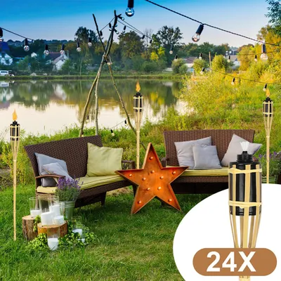 Produktbild von Ikodm 12er-Set Gartenfackeln aus Bambus und Eisen 90 cm naturfarben mit Öl für den Außenbereich24er-Set Gartenfackeln aus Bambus und Eisen 90 cm naturfarben mit Öl für den Außenbereich36er-Set Gartenfackeln aus Bambus und Eisen 90 cm naturfarben mit Öl für den AußenbereichSet mit 48 Gartenfackeln aus Bambus und Eisen 90 cm naturfarben mit Öl für den AußenbereichSet mit 60 Gartenfackeln aus Bambus und Eisen 90 cm naturfarben mit Öl für den Außenbereich