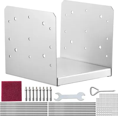 Zdjęcie produktu dla Regulowana podstawa słupa 203x203 mm stal nierdzewna 4 szt. do tarasu