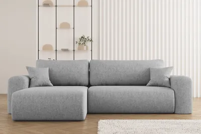 Produktbild von Ecksofa mit Schlaffunktion und Stauraum für Bettzeug, L-förmiges ,Capri Stoff Verita Links Grau