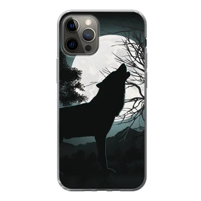Produktbild von MuchoWow® Handyhülle Schutzhülle Hülle für iPhone 13 Pro Wolf - Scherenschnitt - Mond Silikon Softcase Handy Hülle - Handy-Tasche