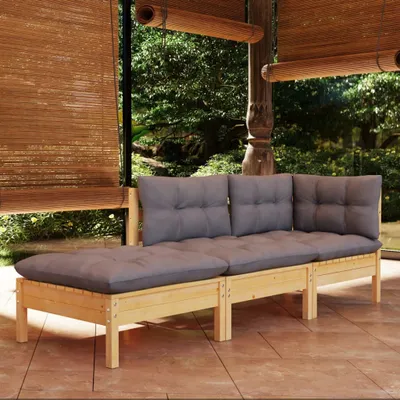 Image de Ensemble salon de jardin avec coussins pin massif Meubles de jardin Lounges groupe de sièges Outdoor
