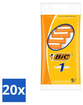 Imagen del producto de 20 maquinillas de afeitar desechables BIC 1, con una sola hoja – Paquete económico – 20 unidades