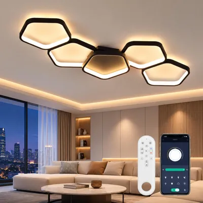 LED-Plafondleuchte 54 W, 81 cm, dimmbar, Fernbedienung, schwarz