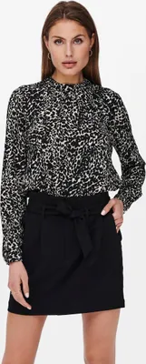 Produktbild von Only New Mallory All Over Print Woven Langarmbluse Schwarz 36 Frau Schwarz 36