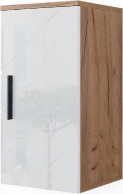 Produktbild von Badschrank Vicco Irma Weiß Hochglanz/Goldkraft Eiche 30 x 59 cm mit Regal, Model 40505