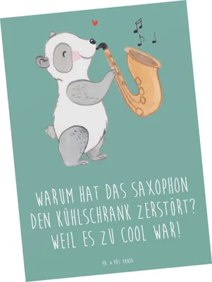 Produktbild von Mr. & Mrs. Panda Postkarte Saxophon Kühlschrank - Meeresbrise - Geschenk, Postkarten, Cool, Musiker, Blues, Lernen, Instrument, Ansichtskarten, Ansichtskarte, Grußkarte