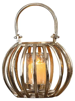 Windlicht Aluminium goldfarben Höhe 23 cm
