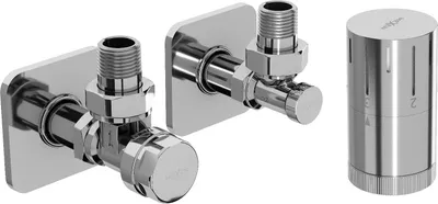 Produktbild von Mexen G05 Thermostat-Winkelset mit S-Abdeckung, Chrom - W901-958-909-01
