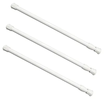 3 ausziehbare Gardinenstangen, weiß, 30–50 cm, federbelastet