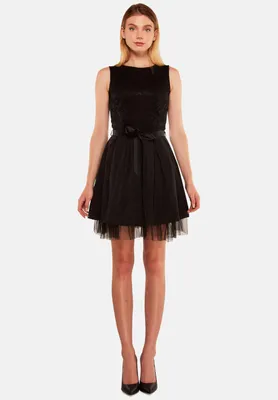 Produktbild von Elegantes Damen Taftkleid mit Spitzenoberteil und ärmellosem Schnitt