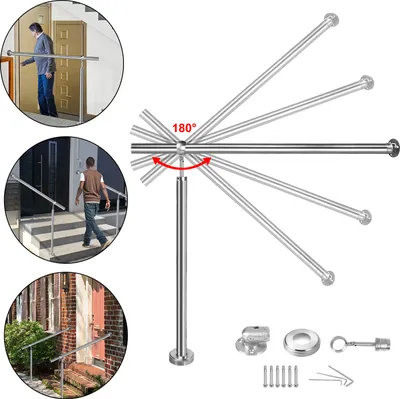 Produktbild von LZQ Edelstahl Eingangsgeländer 200 x 90 cm Handlauf Geländer für Treppen Wandhandlauf Treppengeländer für Drinnen und Draußen Treppenhaus