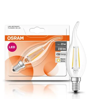 Productafbeelding van Osram LED vervangingslamp CLASSIC BA, 2 W, E14, 230 lm, 15000 uur, Warm wit