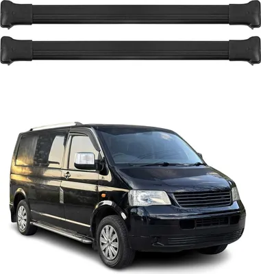 Image de Barres de toit transversales pour VW T5 Transporter 2003-2015 Alu Noir 3Pcs