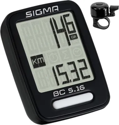 Produktbild von Sigma Fahrrad Computer BC 5.16 - Fahrradcomputer Schwarz kabelgebunden inkl. Fahrradklingel