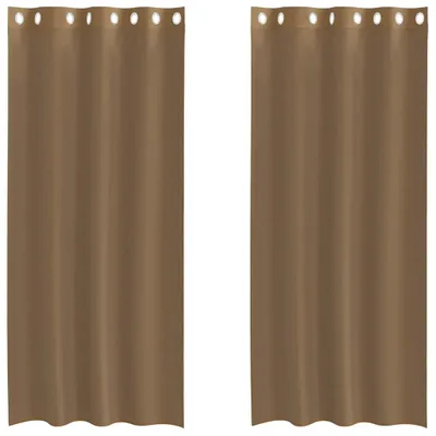 Image de vidaXL Voile Rideaux avec œillets 2 pcs. Marron clair