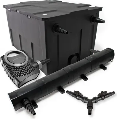 Obrázek produktu pro SunSun kompletní sada: CBF-550 jezírkový filtr do 60000 l jako průtokový filtr, NEO10000 SuperECO jezírkové čerpadlo 10000l/h 80W, CUV-272 jezírkový čistič UVC s 72W, Y-rozdělovač