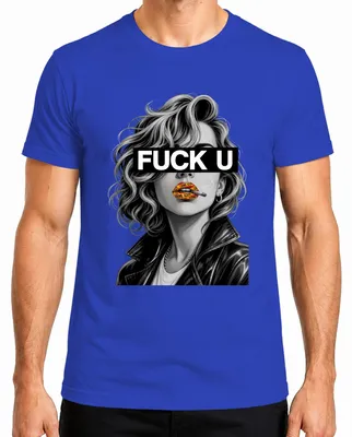Imagen del producto de Camiseta para hombre, color azul, talla XXL, con el texto: "Fuck U", "Frau Lederjacke", "Zigarette", "Crime Scene", "Statement", "Sarkasmus"