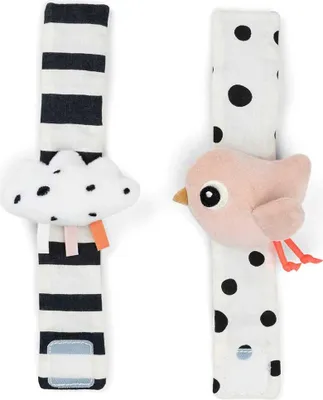 Produktbild von Done by Deer Baby Rasselarmband Set rosa Wolken sensorisches Spielzeug