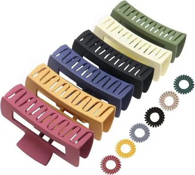 Image de Grandes barrettes à cheveux pour adultes - 6 pièces - couleurs assorties - grandes - pour femmes