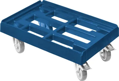 Produktbild von Transportroller 600 x 400 mm - Typ B-F - 2 Bremsen und 2 Lenkrollen : blau Farbe: blau