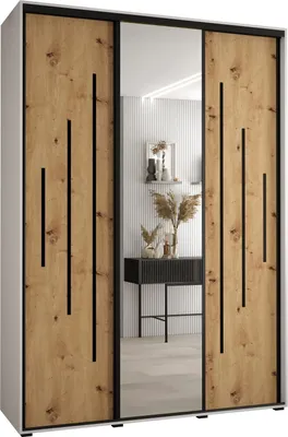 Produktbild von MEBLE KRYSPOL Davos 13 Schrank, drei Türen - 235,2x170x45 cm - Weiß Artisan Schwarz