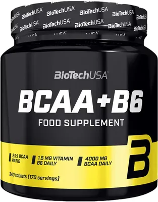 Obrázok produktu pre BioTech USA BCAA + B6 340 tabliet / BCAA aminokyseliny / Aminokyseliny BCAA obohaten o vitamn B6