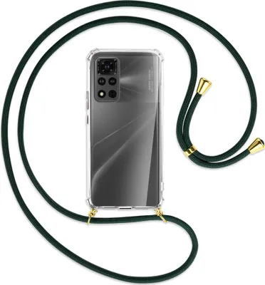 Produktbild von Handykette Backcover-Schutzhülle mit Band (Metall goldfarben) für Honor View 40 Pro (V40 Pro, 6.6'') - dunkelgrün