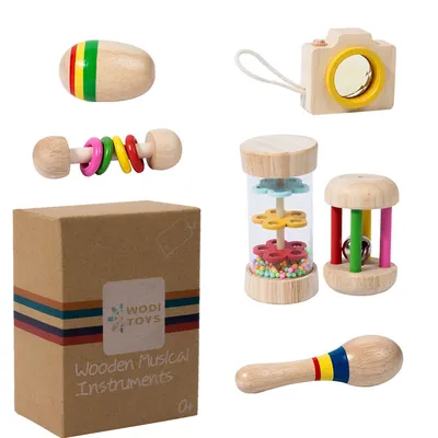 Produktbild von Baby Geschenk Junge Mädchen,Holz Sensorik Baby Spielzeug,Jahre Musikinstrumente Rassel Kinderspielzeug Kleinkind
