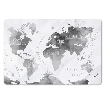 Produktbild von MuchoWow® Schreibtischunterlage Weltkarte - Schwarz - Ölfarbe 60x40 cm - XXL Mauspad - Großes Mauspad