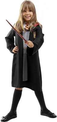 A young girl dressed as Hermione Granger from Harry Potter, holding a wand.