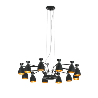 Image de Suspension RETRO 12 flammes noir