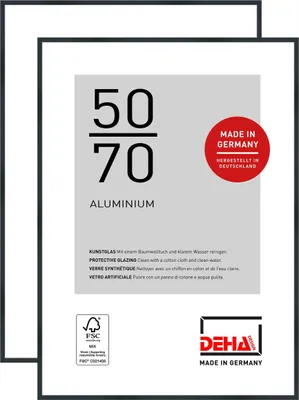 Zdjęcie produktu dla DEHA ZESTAW 2 aluminiowych ramek do zdjęć Tribeca, 50x70 cm, struktura czarny mat
