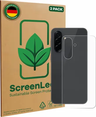 Produktbild von 2x ScreenLeaf Schutzfolie für Samsung Galaxy A36 5G (Rückseite) nachhaltiger Displayschutz Display Schutz Folie Klar Transparent