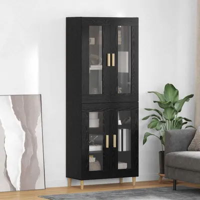 Produktbild von vidaXL Highboard Schwarz Eichen-Optik 69,5 x 34 x 180 cm Holzwerkstoff