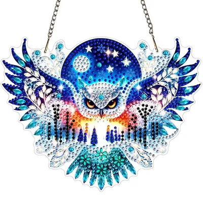 Zdjęcie produktu dla Obrazek z diamentów, zawieszka, zwierzęta, sowa, dekoracja okienna, Walentynki, dla dzieci, wiszący ornament, rękodzieło, prezent
