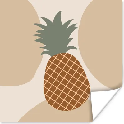 Produktbild von MuchoWow® Poster Obst - Pastell - Ananas - Sommer 75x75 cm - Wand Dekoration