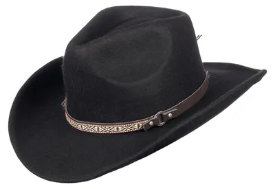 Produktbild von Scippis Reeves Hut – Klassischer Schwarzer Westernhut aus 100% Wollfilz mit Lederhutband