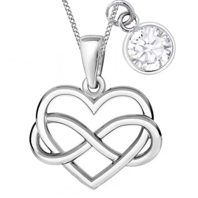 Infinity Herz Halskette mit Zirkonia Unendlichkeit Anhänger I 50cm

