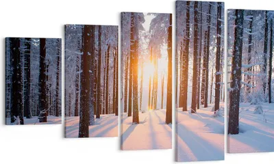 Produktbild von Bild auf Leinwand - Leinwandbild - Wald Winter Schnee - 100x60cm - Wand Bild - Wanddeko - Leinwanddruck - Bilder - Kunstdruck - Wanddekoration - Leinwand bilder - Wandkunst - EG100x60-3629