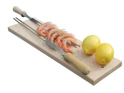 Produktbild von Scampi-, Fisch- & Gemüsespieß aus Edelstahl - Gabelspieß - Grillspieß