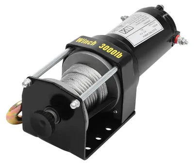 Obrázek produktu pro Elektrický naviják – 12 V – tažná síla 1360 kg – dálkové ovládání pomocí kabelu – převodový poměr 136:1 – stupeň krytí IP54 – černý