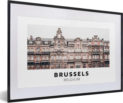Produktbild von MuchoWow® Gerahmtes Poster Belgien - Brüssel - Huizen 60x40 cm - Poster mit Schwarzem Bilderrahmen Wandposter Rahmen Foto Bilder - Schlafzimmer - Plakat in Rahmen - Drucken
