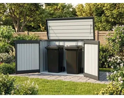 Produktbild von Fahrradgarage/Mülltonnenbox Konsta Metall inkl. Gasdruckfedern 220 x 95 x 132 cm schwarz-metallic