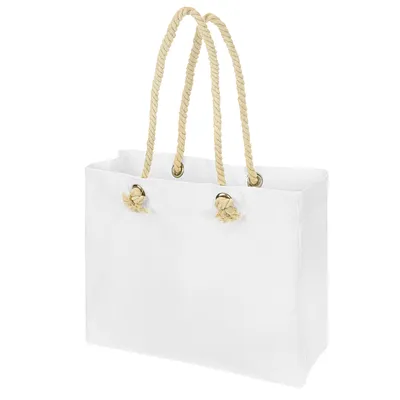 Zdjęcie produktu dla Premium biała torba bawełniana 42×14×14×38 cm – ekologiczna torba materiałowa z długimi uchwytami